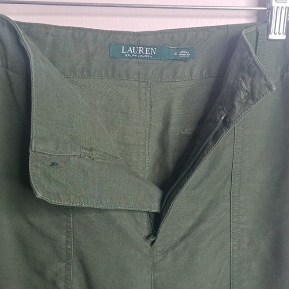 Lauren Ralph Lauren Khaki Green Utility Cropped Wide Leg Pants Lyocell Cotton 12 - Picture 7 of 15